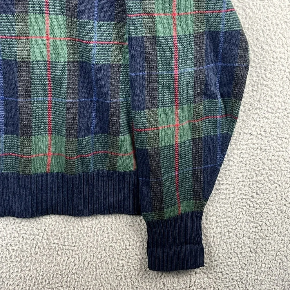 Vintage Polo Golf Ralph Lauren Plaid Sweater Linen Cotton Wool Blend Mens Size L